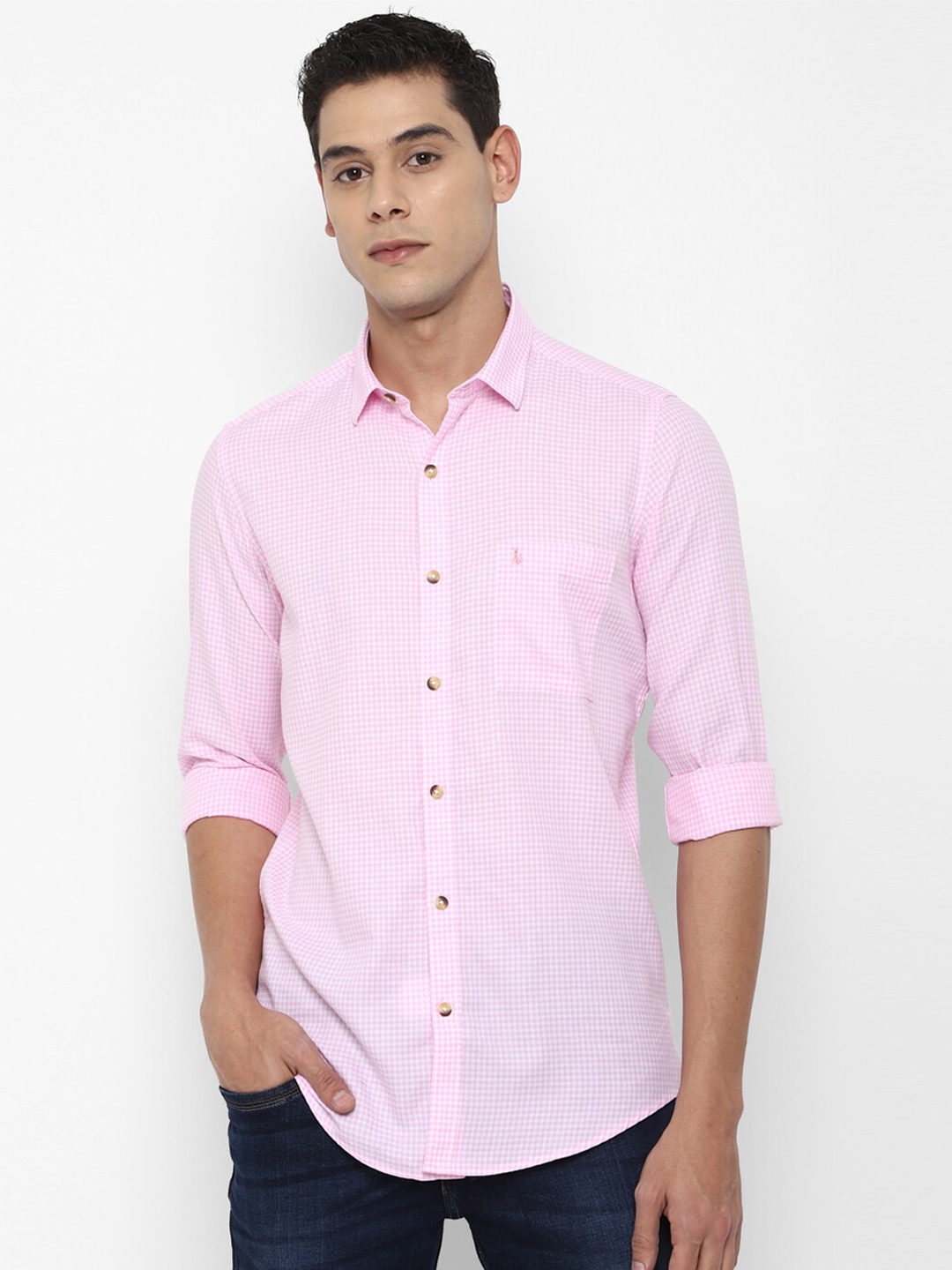 

SIMON CARTER LONDON Men Pink Checked Pure Cotton Slim Fit Casual Shirt