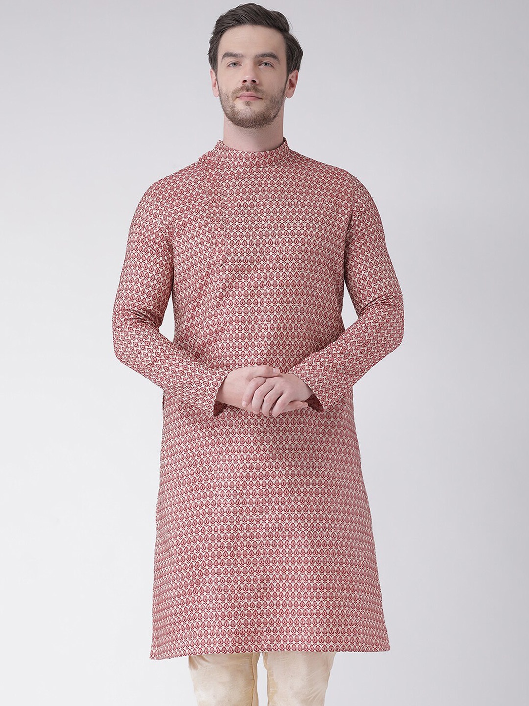 

DEYANN Men Red Kurta with Churidar