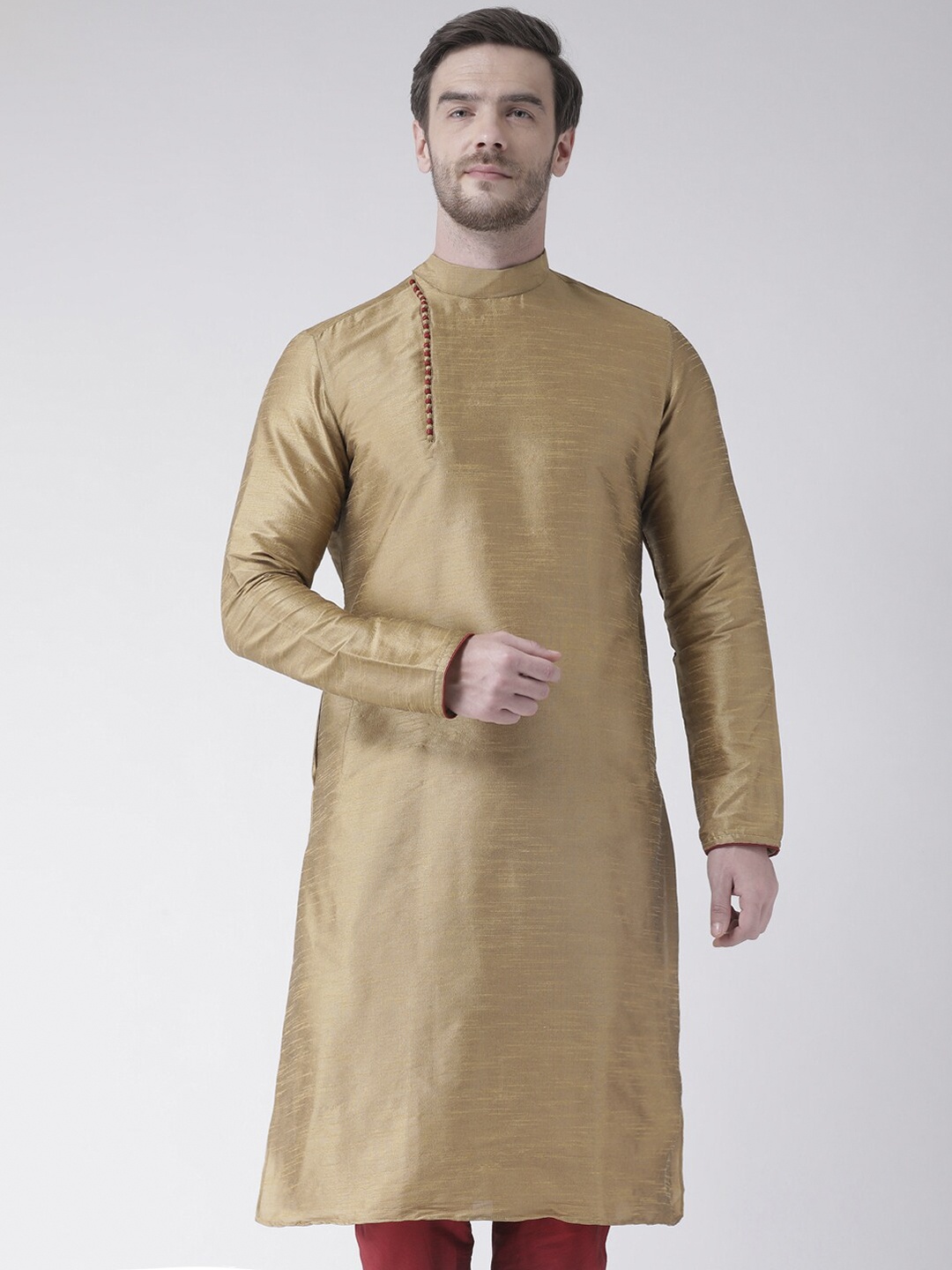 

DEYANN Men Brown Dupion Silk Kurta with Churidar