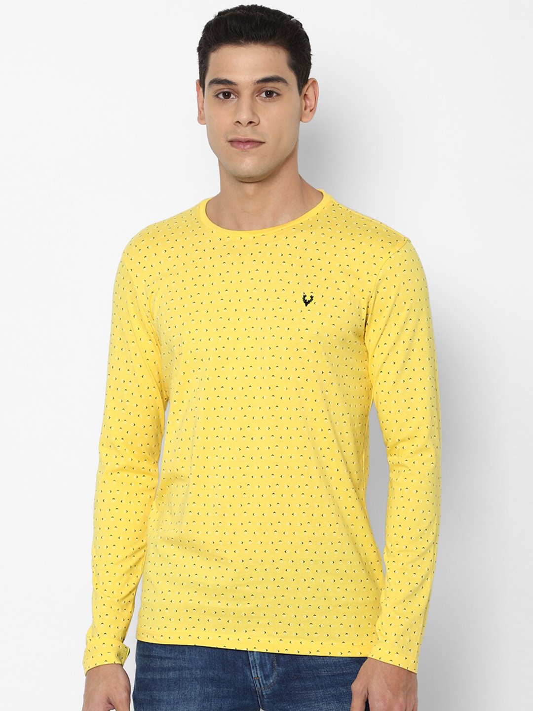 

Allen Solly Men Yellow Printed Cotton T-shirt