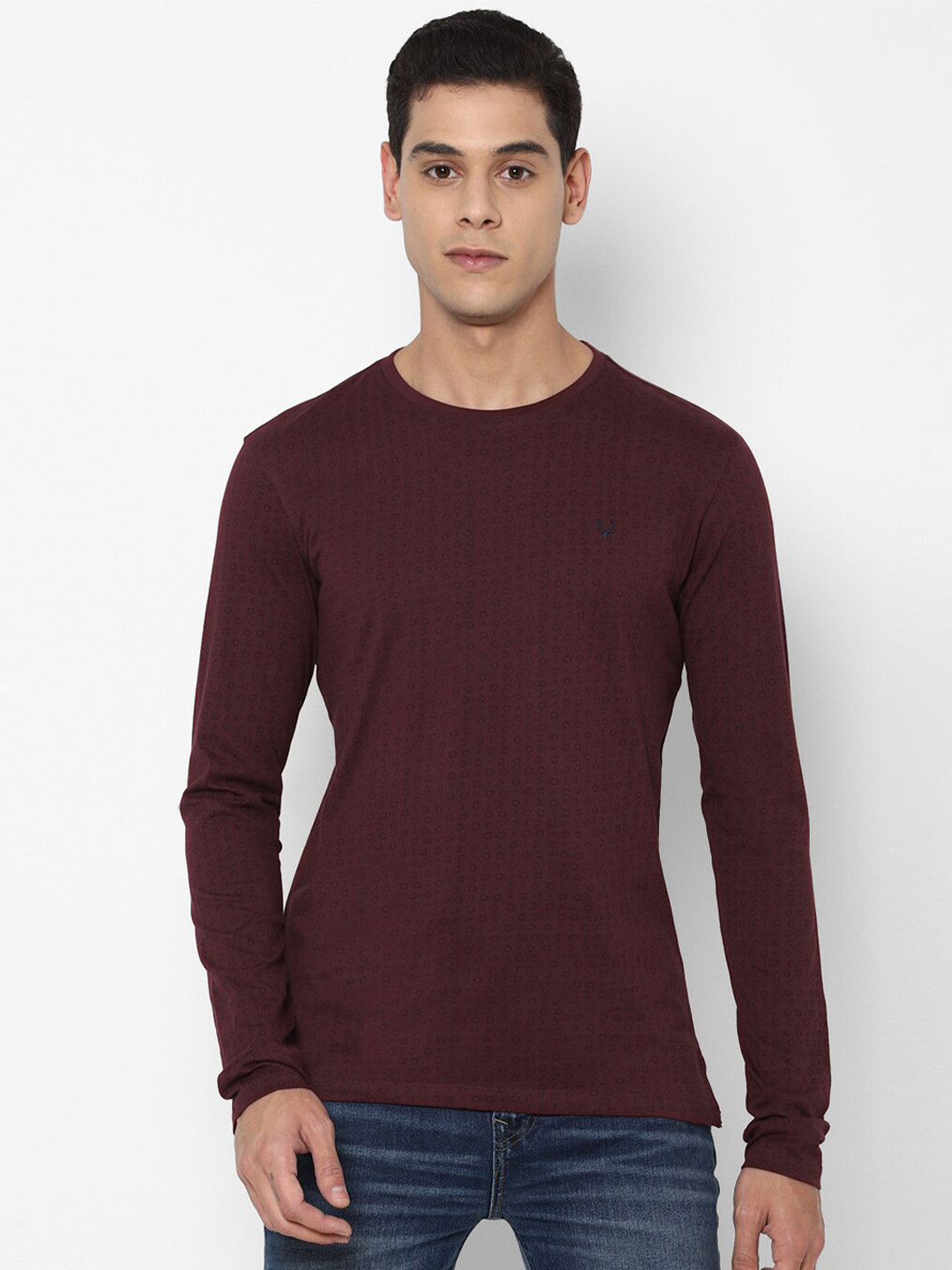 

Allen Solly Men Maroon Printed Cotton T-shirt