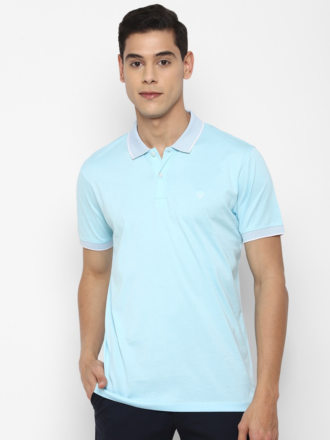 

Allen Solly Men Blue Polo Collar Pure Cotton T-shirt