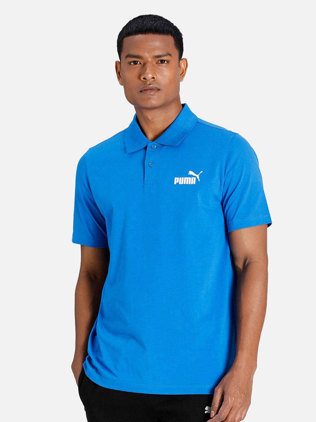 

Puma Men Blue Polo Collar Cotton T-shirt