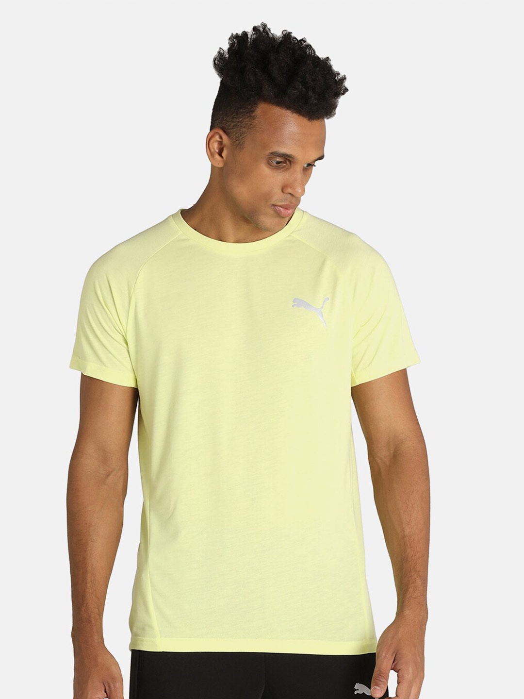 

Puma Men Yellow Slim Fit Evostripe T-shirt