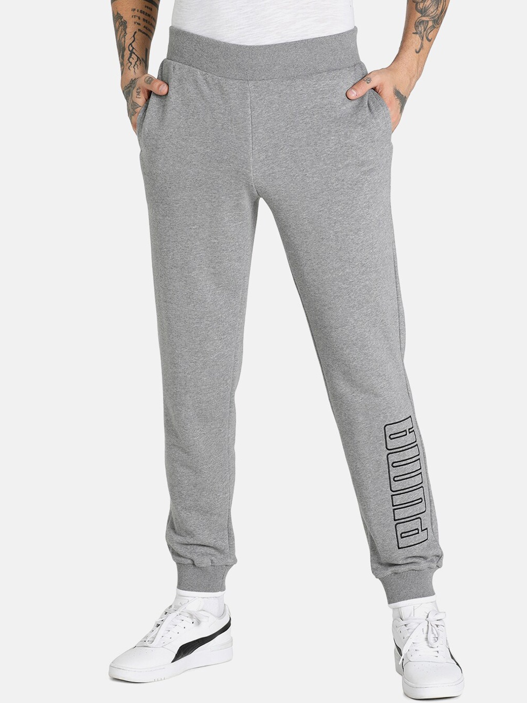 

Puma Men Grey Block Embroidered Regular Fit Track Pants