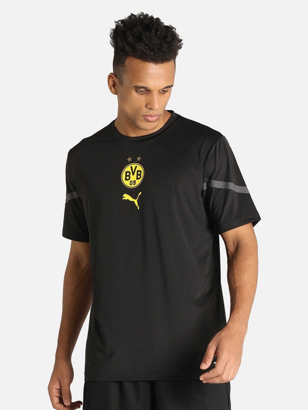 

Puma Men Black Printed BVB Prematch Football T-shirt