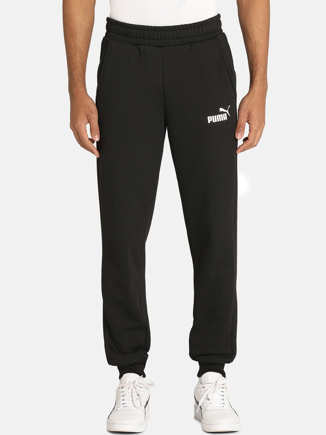 

Puma Men Black Solid Essentials Slim Fit Knitted Track Pants