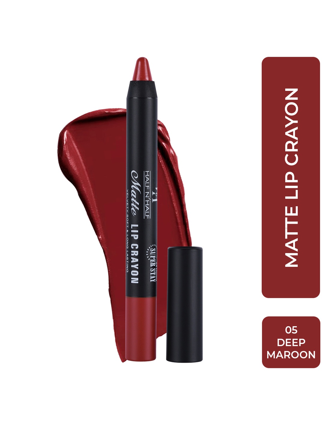 

Half N Half Matte Lip Crayon - Deep Maroon