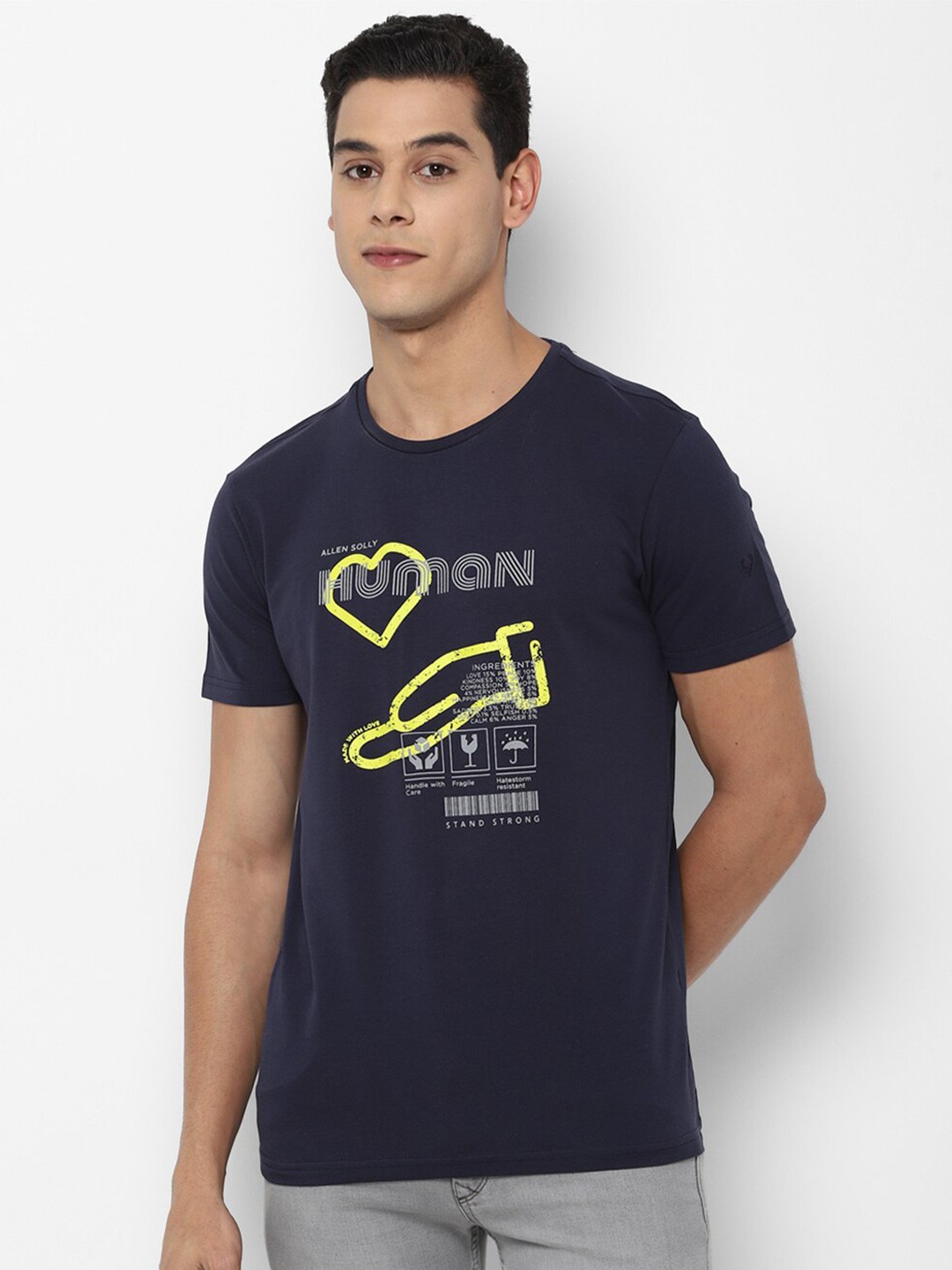 

Allen Solly Men Navy Blue Typography Printed T-shirt