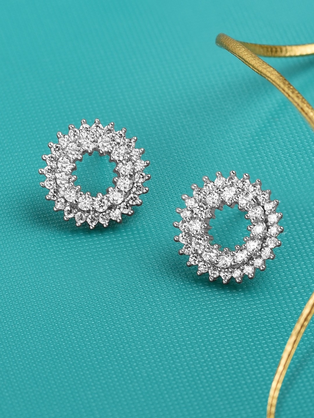 

AMI Silver-Plated CZ Circular Studs Earrings