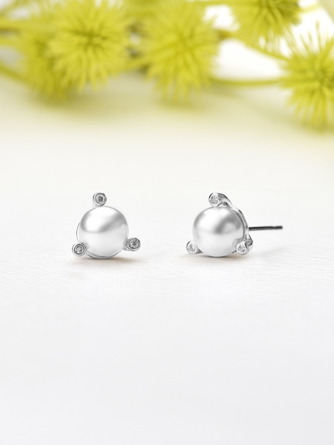 

AMI Silver-Plated CZ Contemporary Studs Earrings