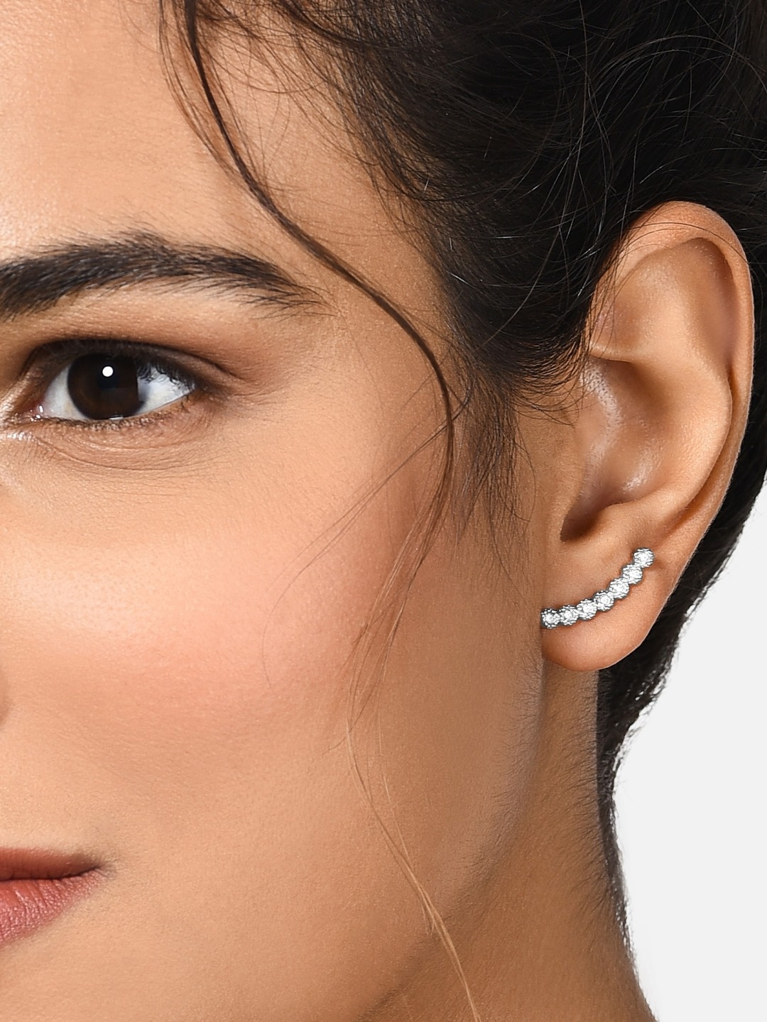 

AMI Silver-Plated CZ Studded Contemporary Studs Earrings