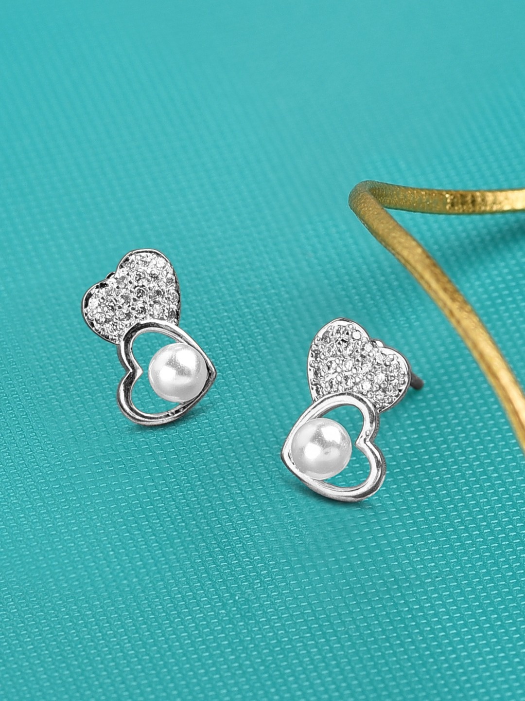

AMI Silver-Toned Contemporary Studs Earrings