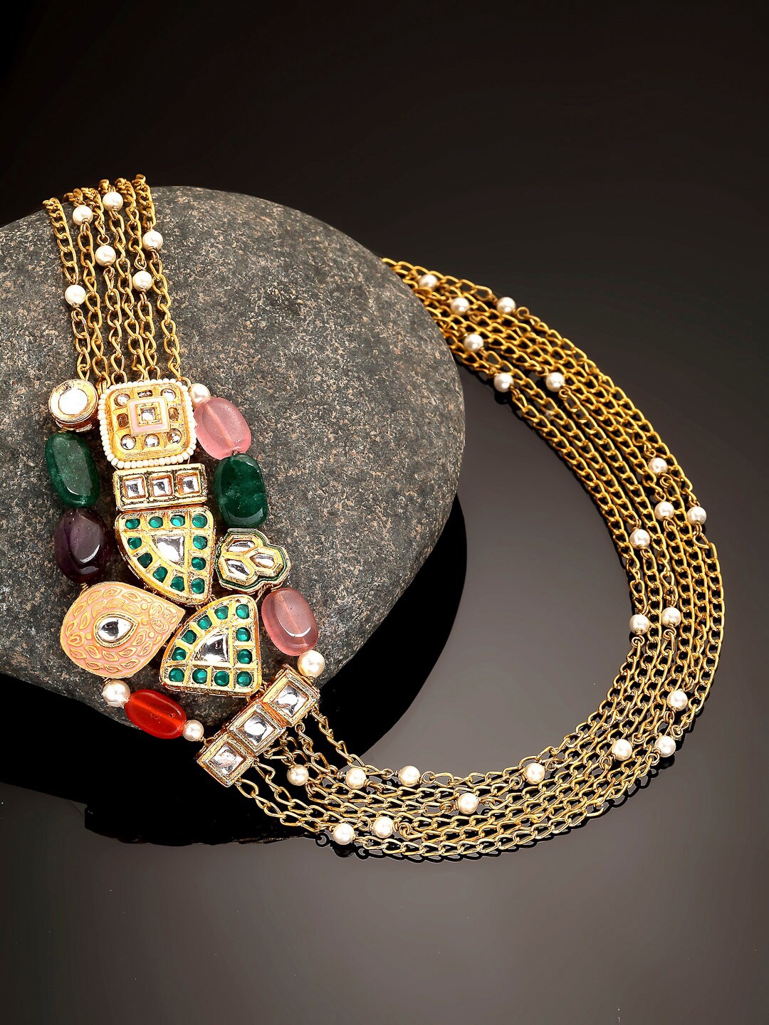 

DUGRISTYLE Gold-Toned & White Sterling Silver Gold-Plated Necklace