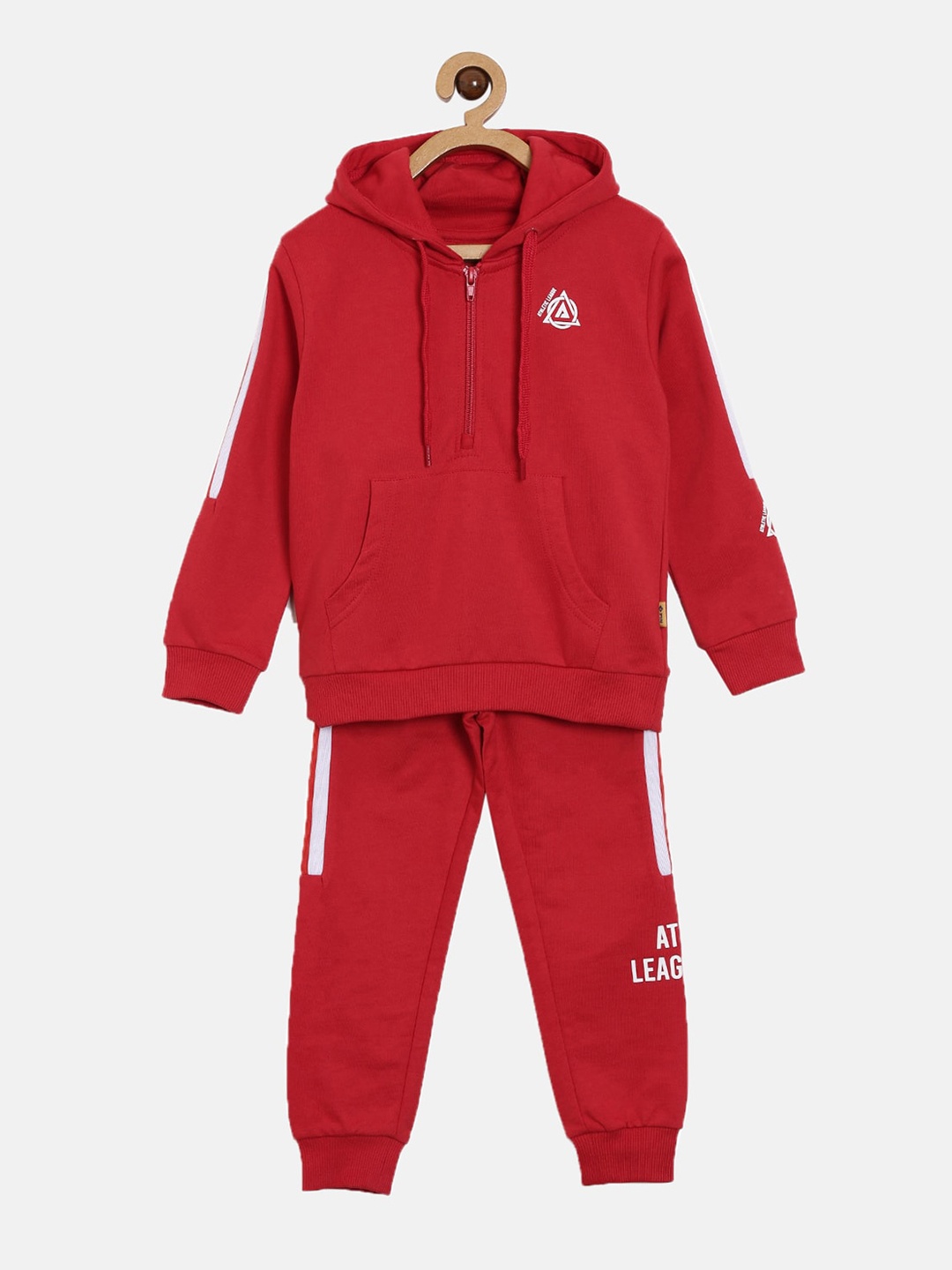 

3PIN Boys Red Solid Cotton Tracksuit