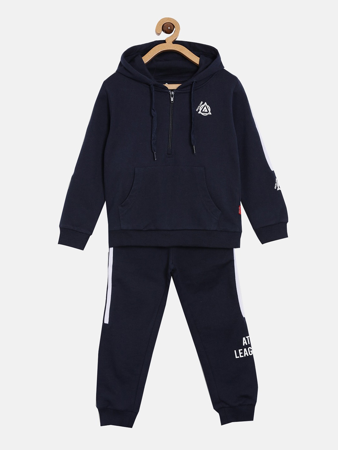 

3PIN Boys Navy Blue Solid Cotton Tracksuit