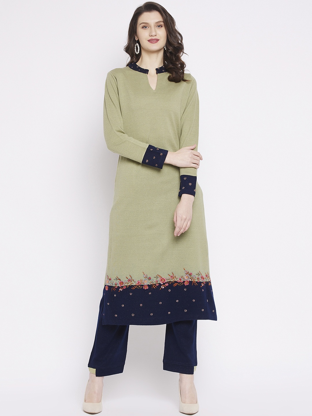 

Zigo Women Green Floral Printed Kurta with Trousers