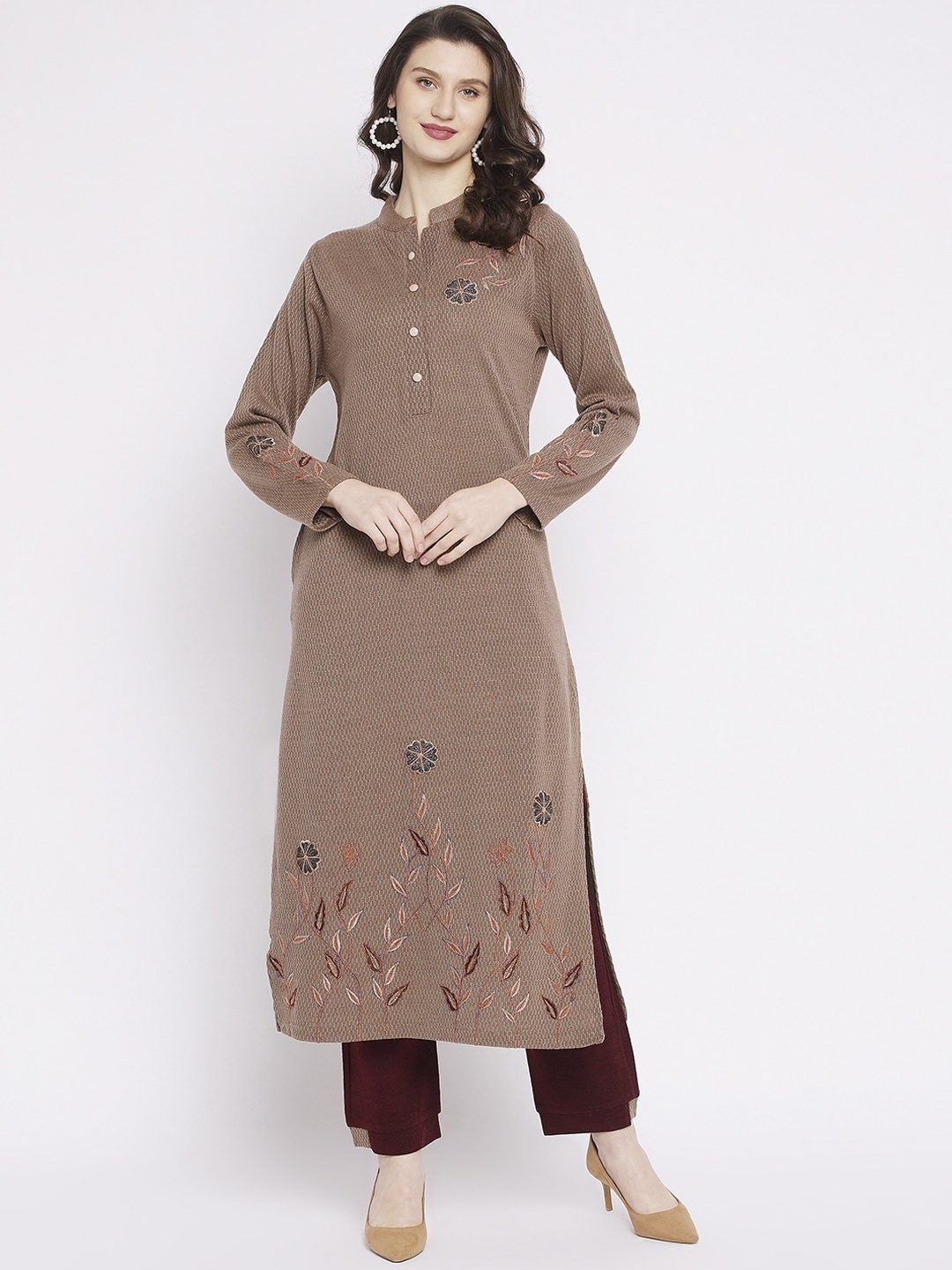 

Zigo Women Brown & Maroon Kurta with Trousers