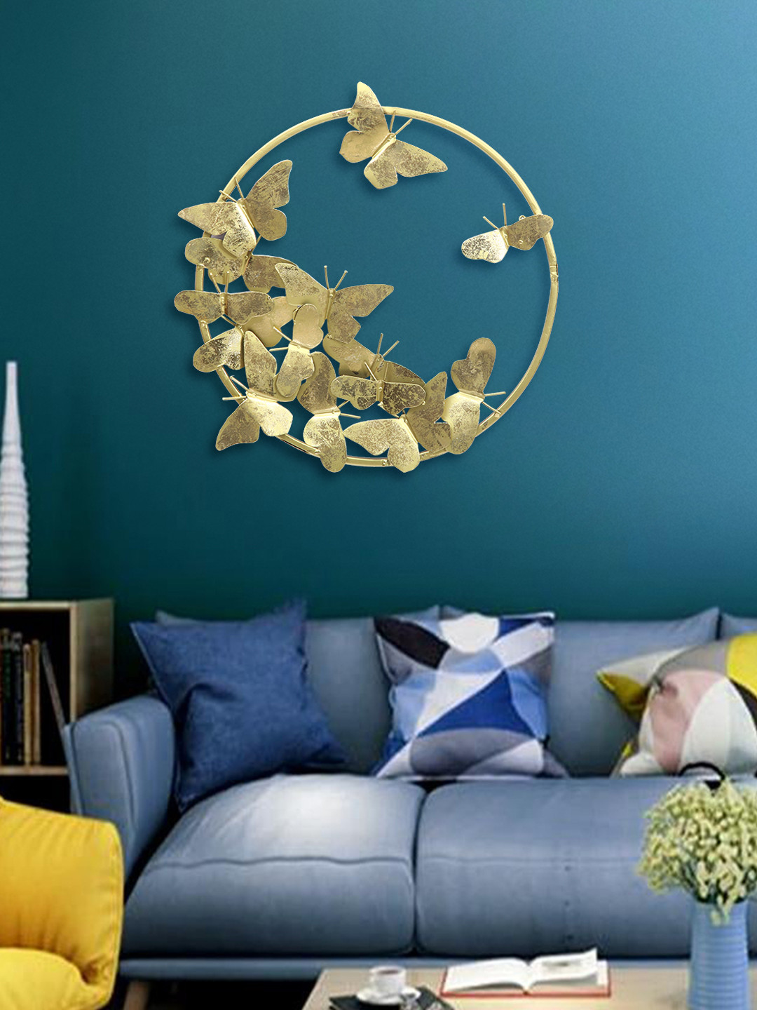 

Aapno Rajasthan Gold-Toned Butterfly Ring Wall Decor