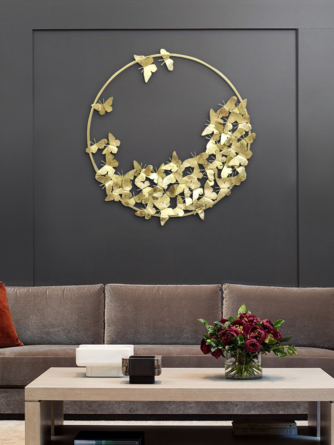 

Aapno Rajasthan Gold-Toned Butterfly Ring Wall Decor