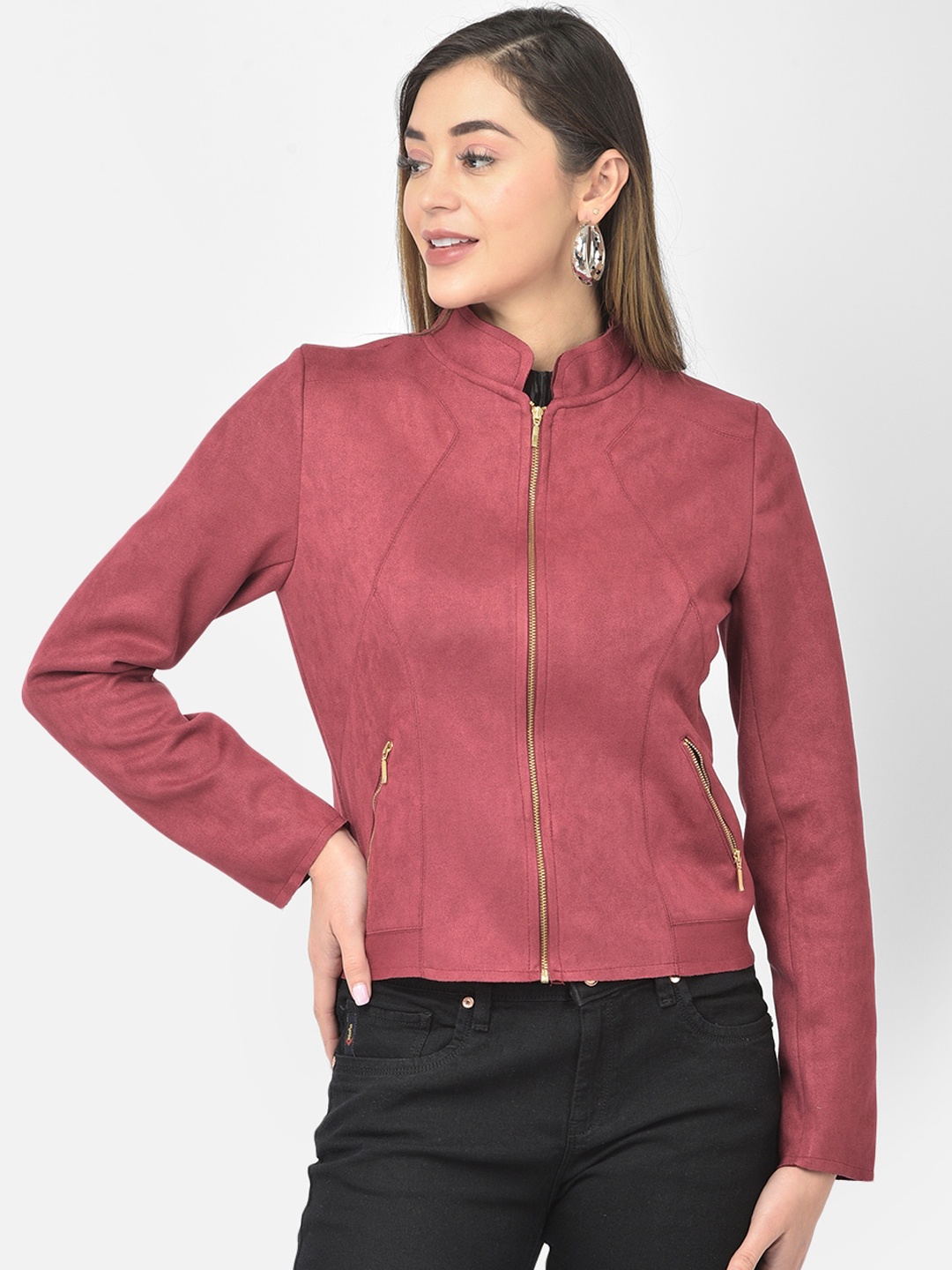 

Latin Quarters Women Maroon Suede Tailored Jacket