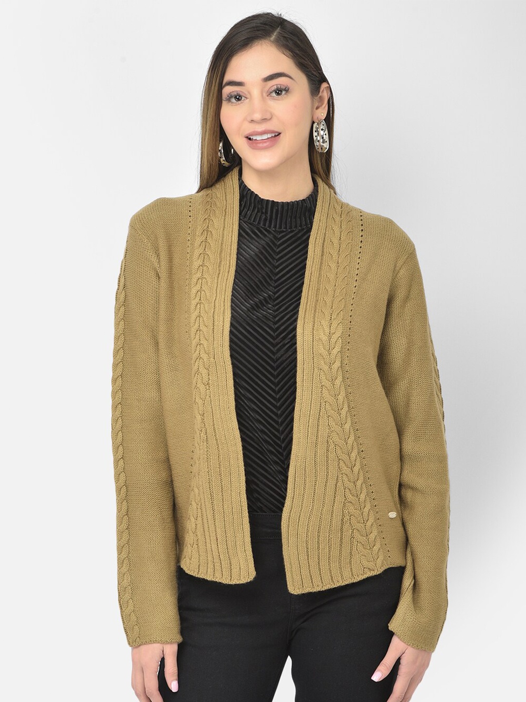 

Latin Quarters Women Beige Self Design Acrylic Shrug