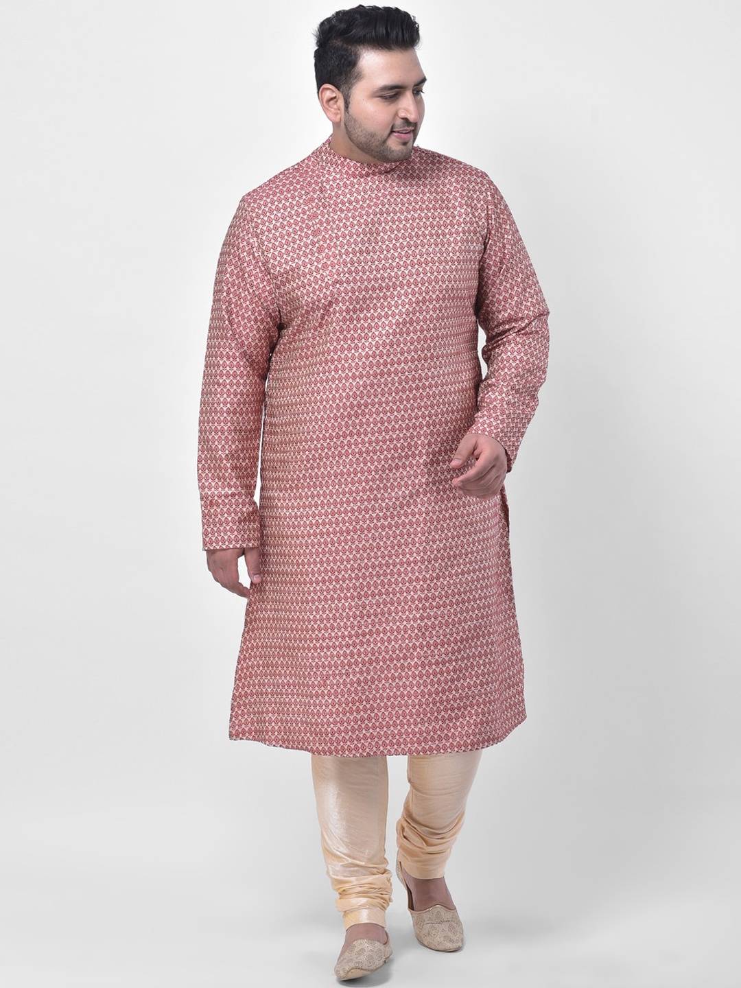 

DEYANN PLUS Men Red Ethnic Motifs Kurta with Churidar