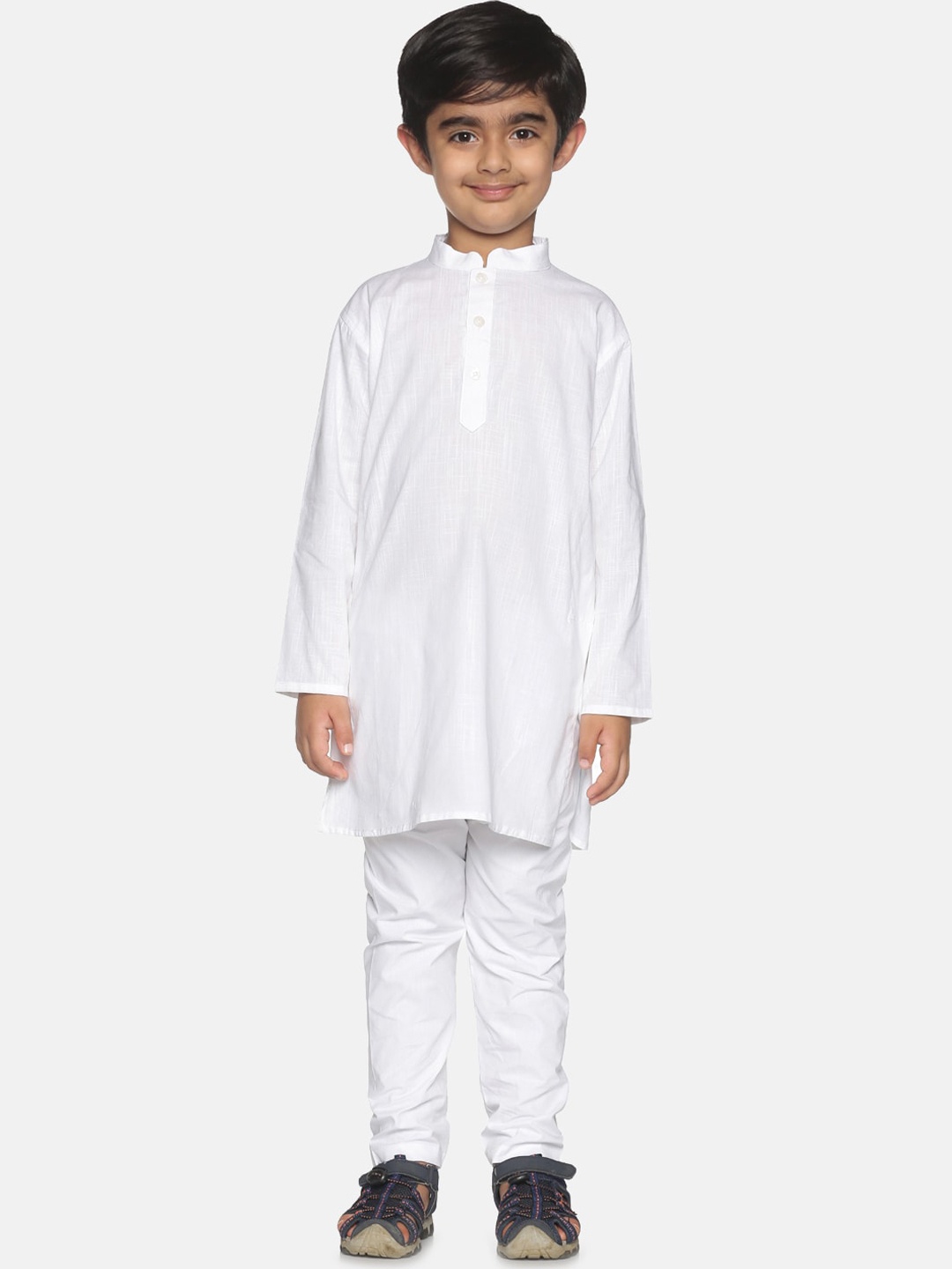 

Sethukrishna Boys White Pure Cotton Kurta with Churidar
