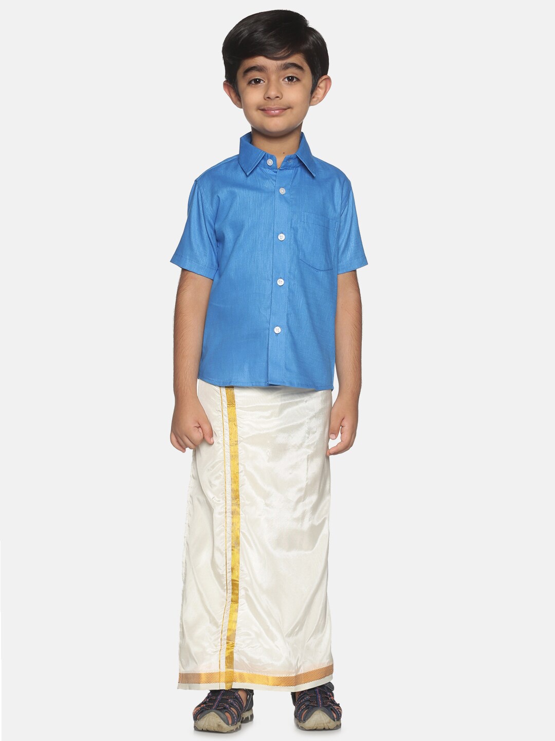 

Sethukrishna Boys Blue & White Shirt with Dhoti