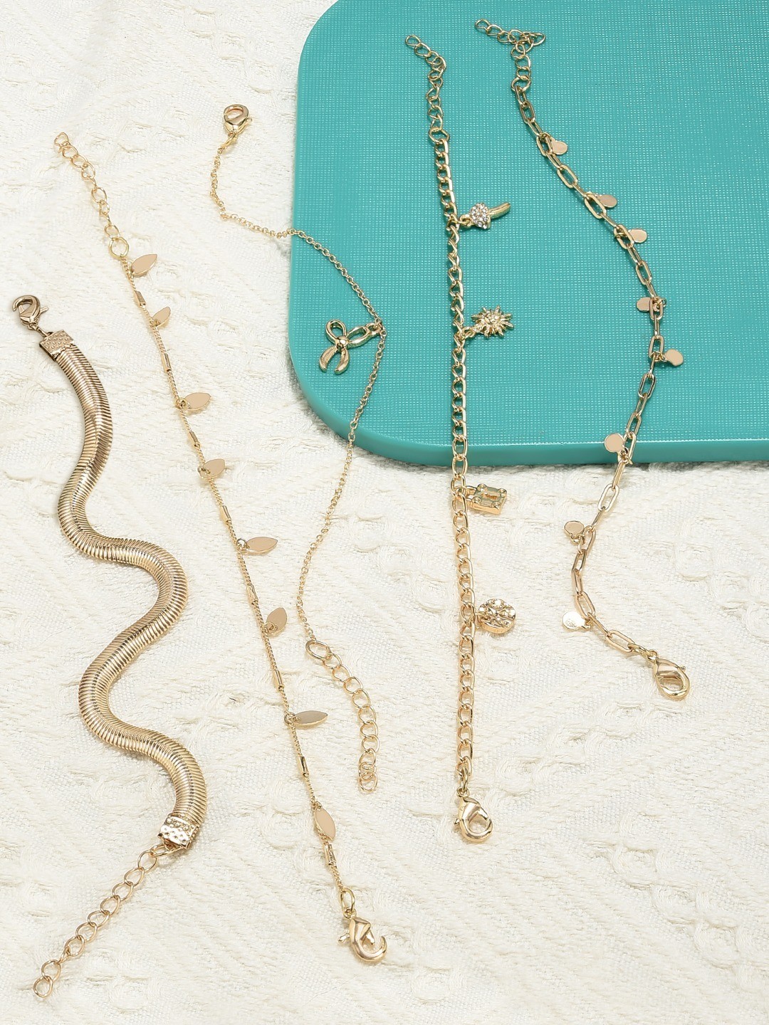 

AMI Women Set Of 5 Gold-Plated Charm Bracelet