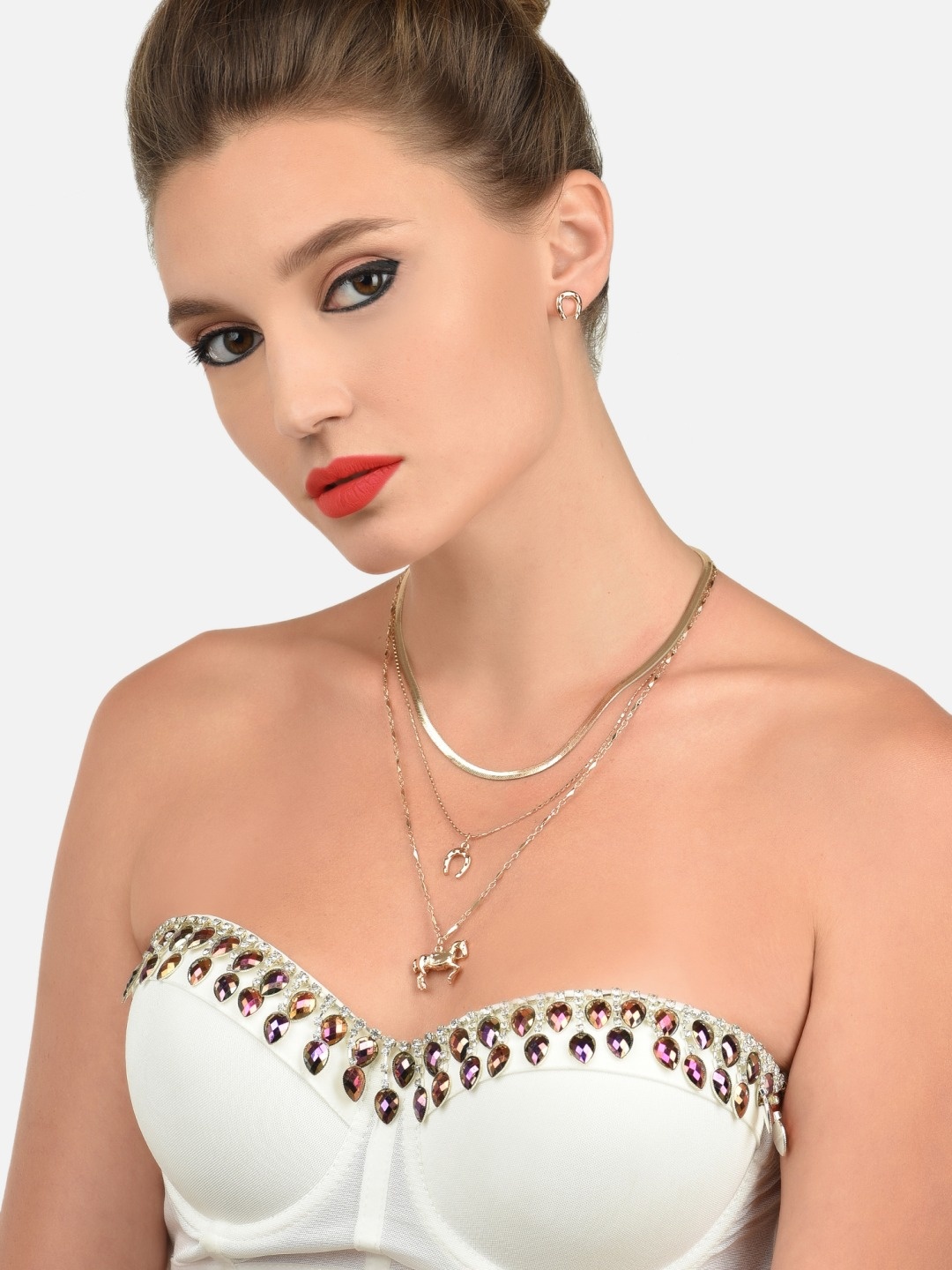 

AMI Gold-Plated Horse & Horseshoe Pendant Layered Jewellery Set