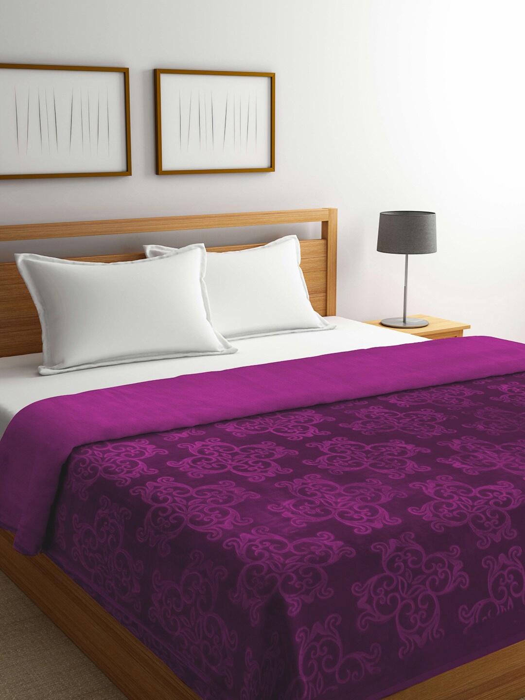 

KLOTTHE Purple Ethnic Motifs Mild Winter Wool 550 GSM Double Bed Blanket