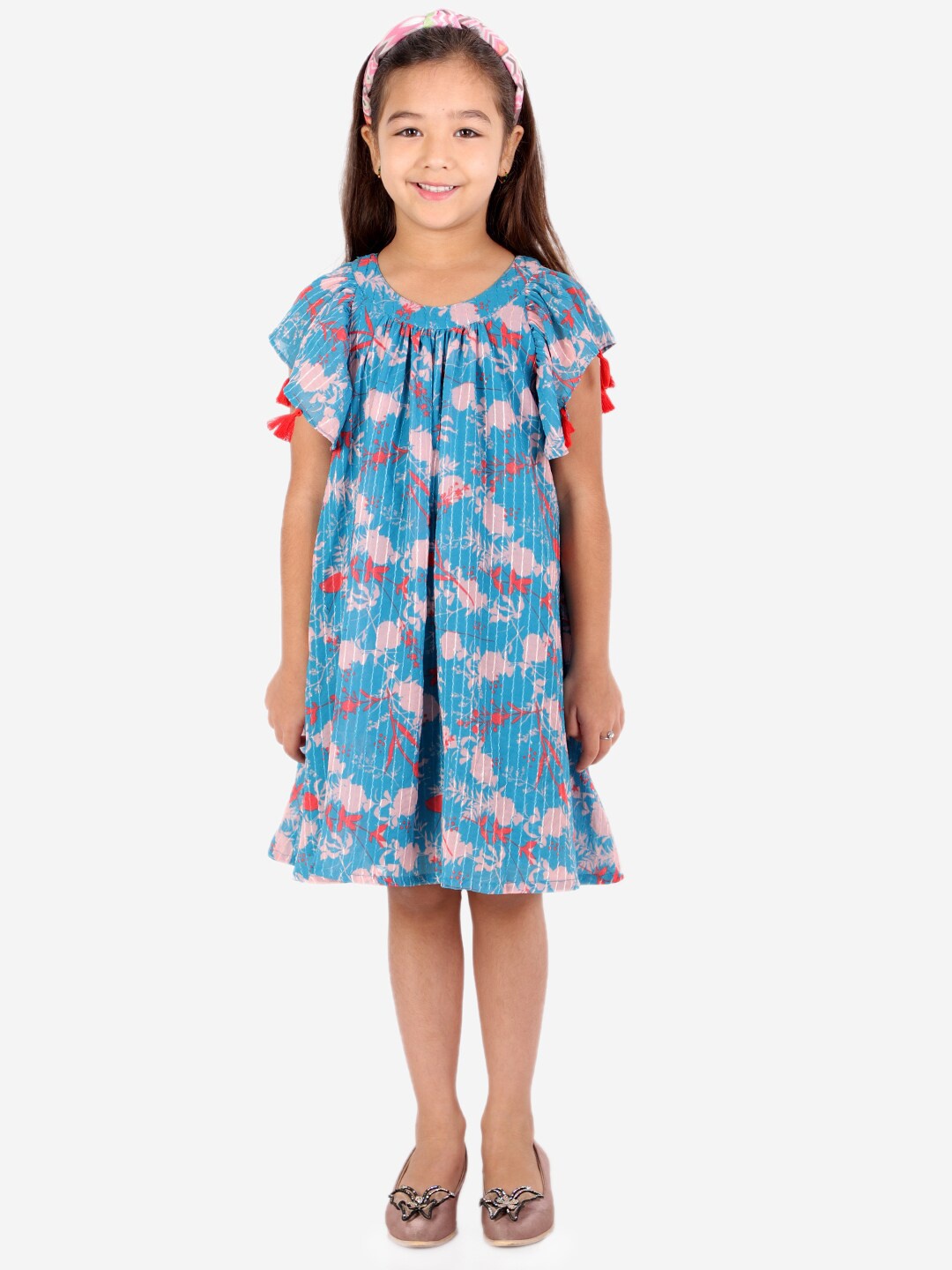 

LIL DRAMA Blue Floral Georgette A-Line Dress