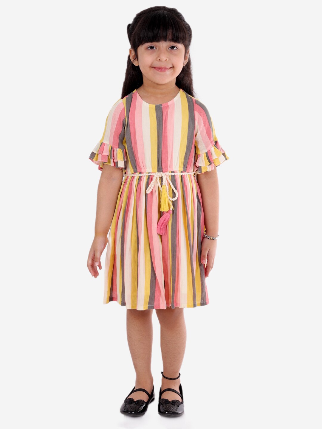 

LIL DRAMA Multicoloured Striped A-Line Dress, Multi