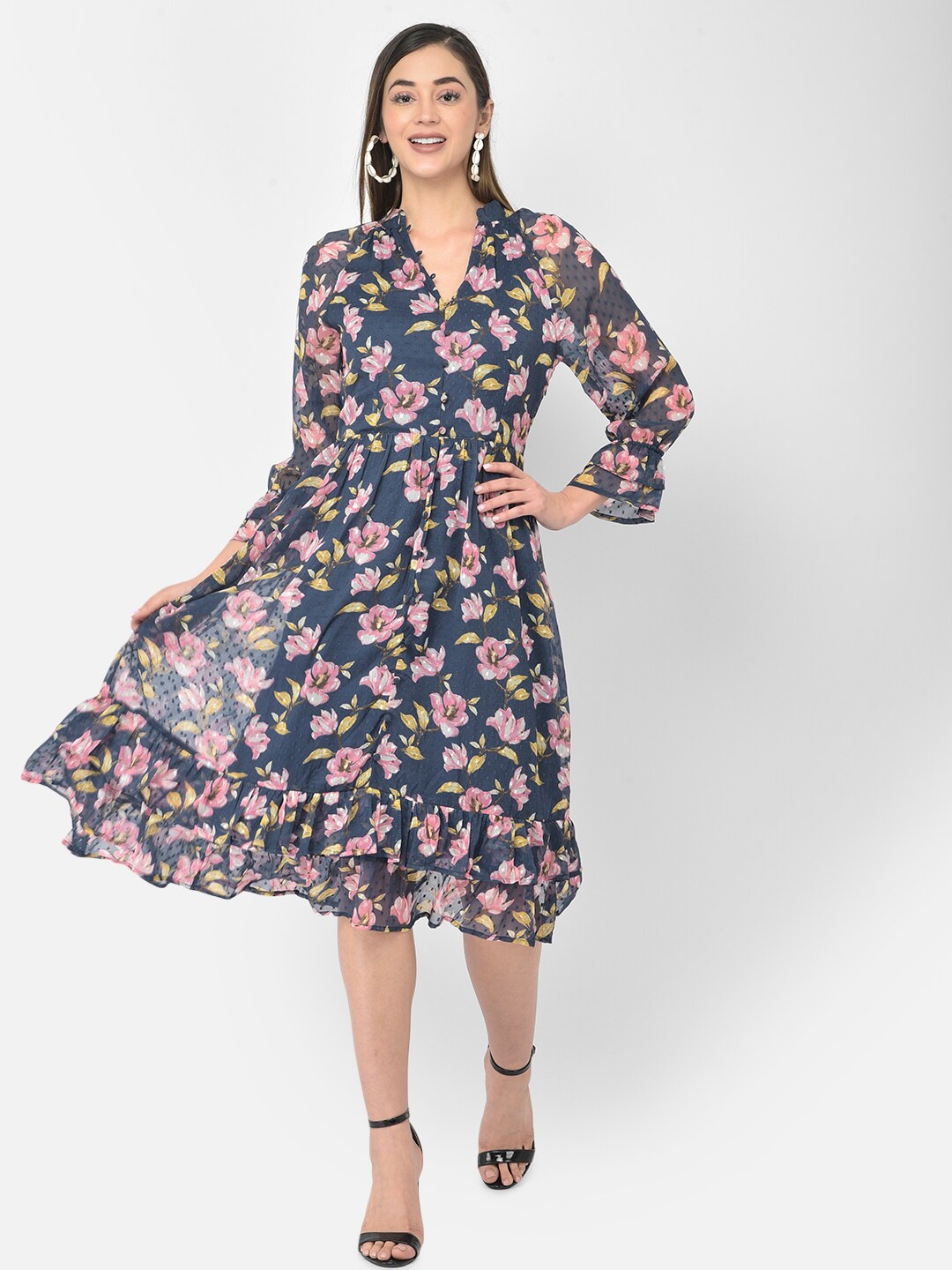 

Latin Quarters Blue Floral Midi Dress