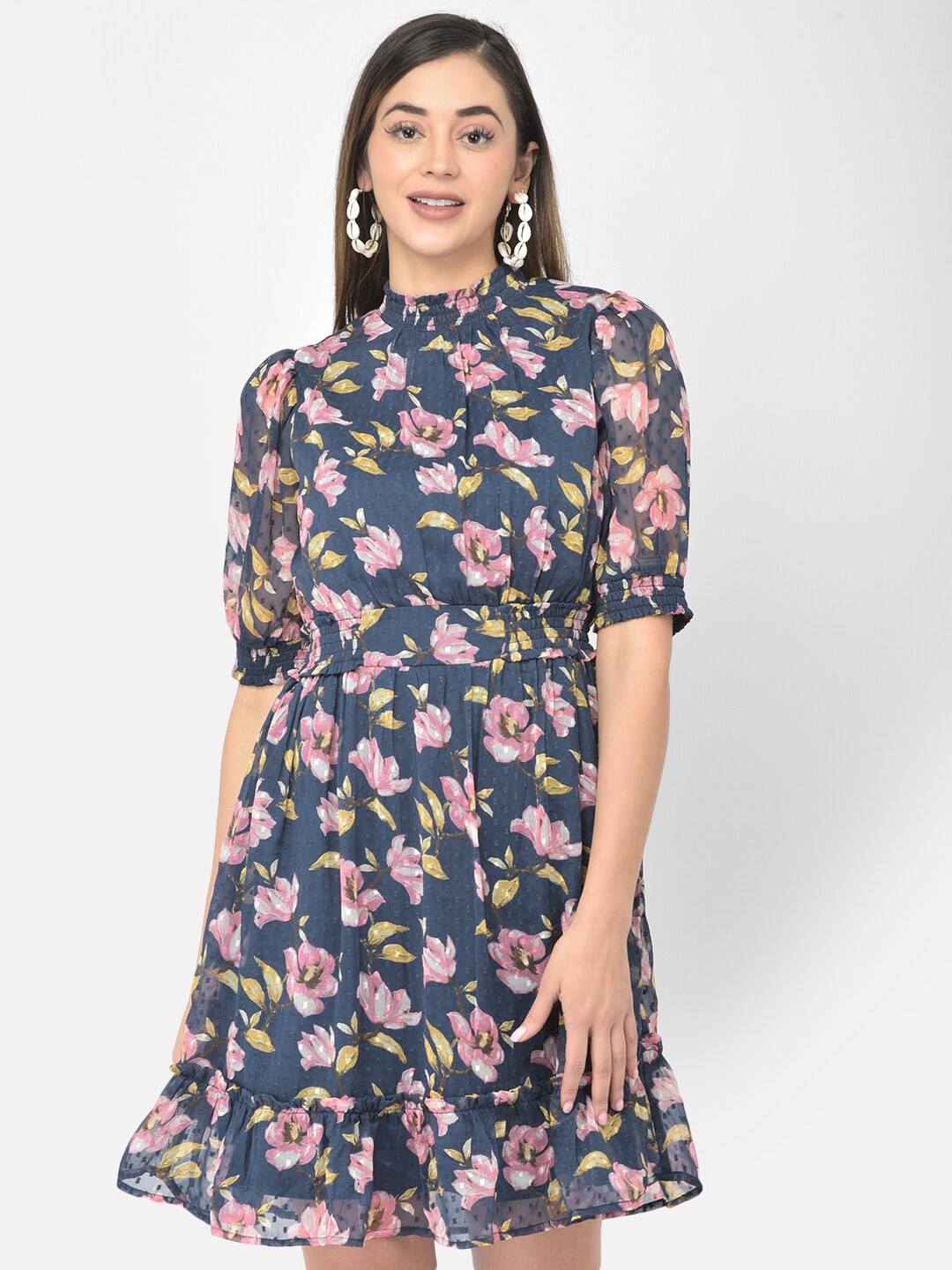 

Latin Quarters Blue Swiss Dot Floral Dress