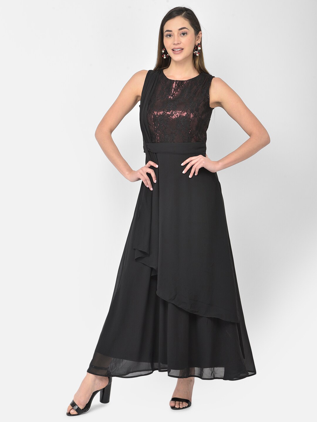 

Latin Quarters Black Embellished Sequined Maxi Dress