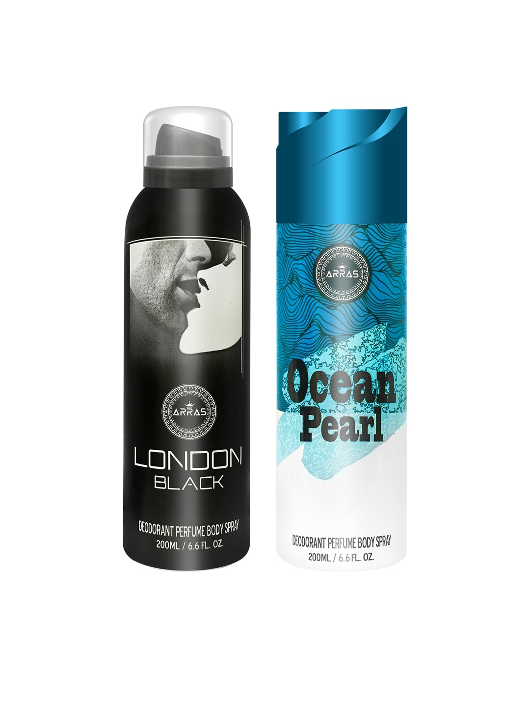 

Arras Pack Of 2 London Black & Ocean Pearl Deodorant Body Spray