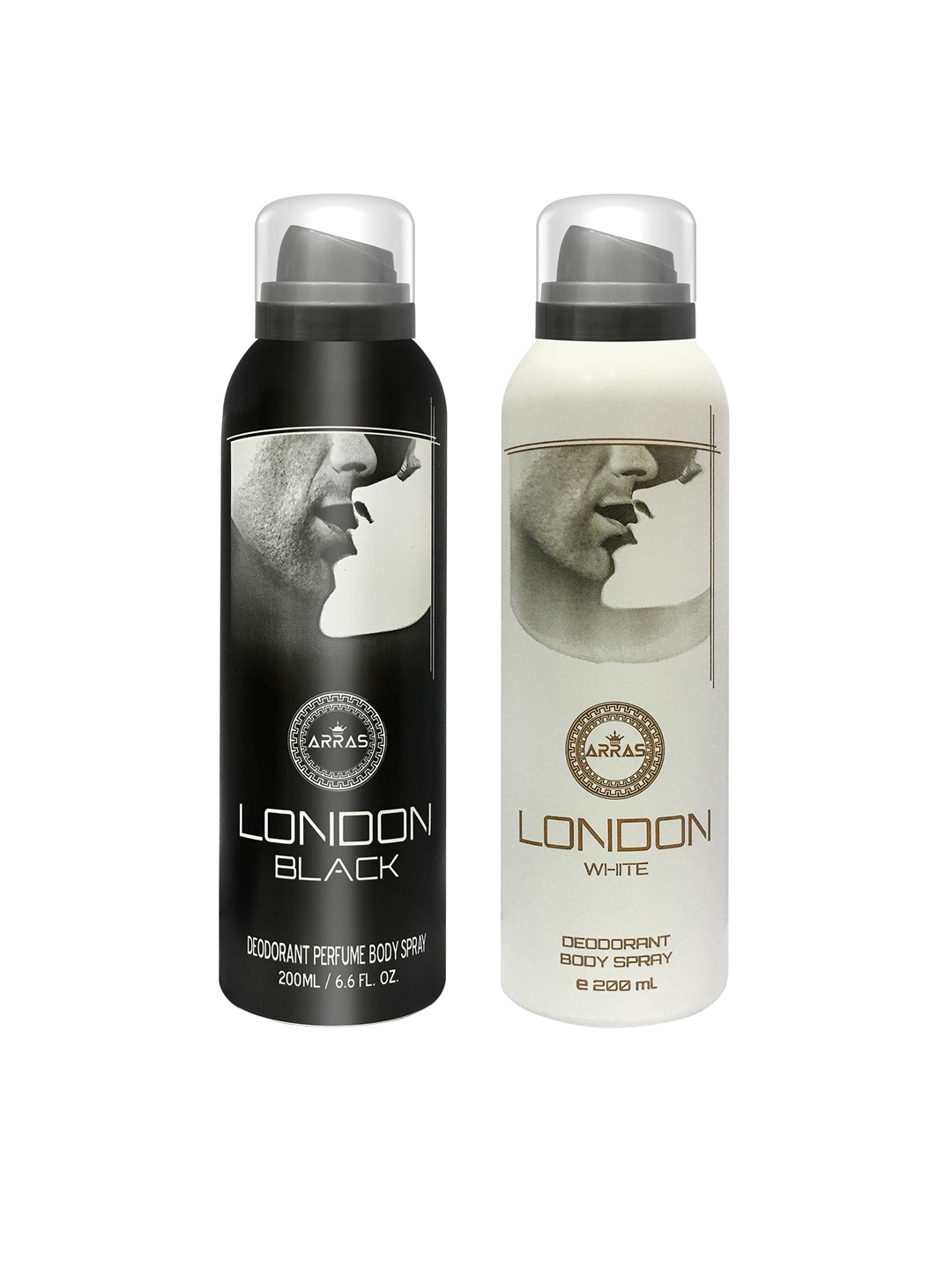 

Arras Pack of 2 London Black & London White Deodorant Body Spray 200ml Each