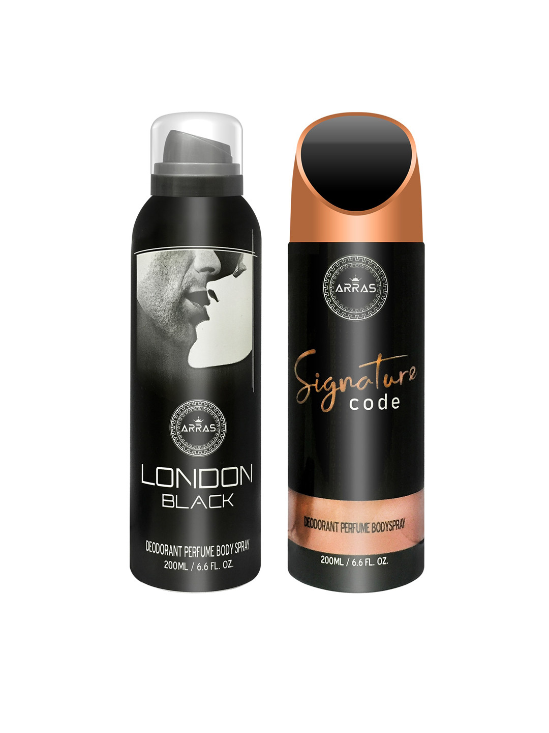 

Arras Pack Of 2 London Black & Signature Code Deodorant Body Spray- 200 ml each