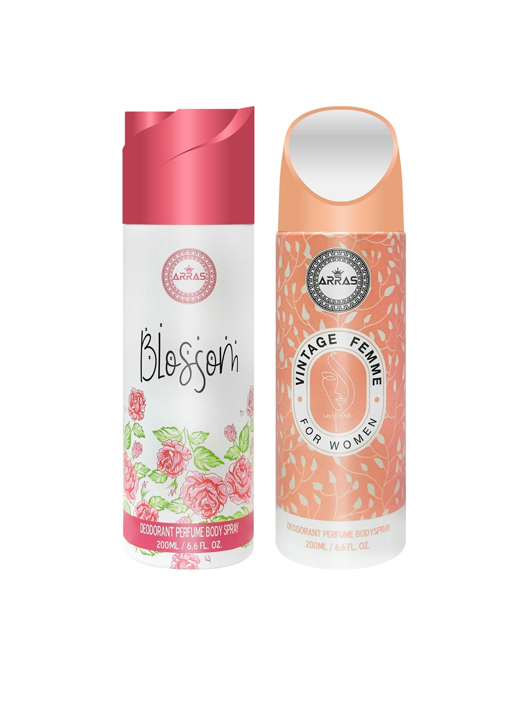 

Arras Pack of 2 Blossom & Vintage Femme Deodorant Body Sprays, 200 ml each, White
