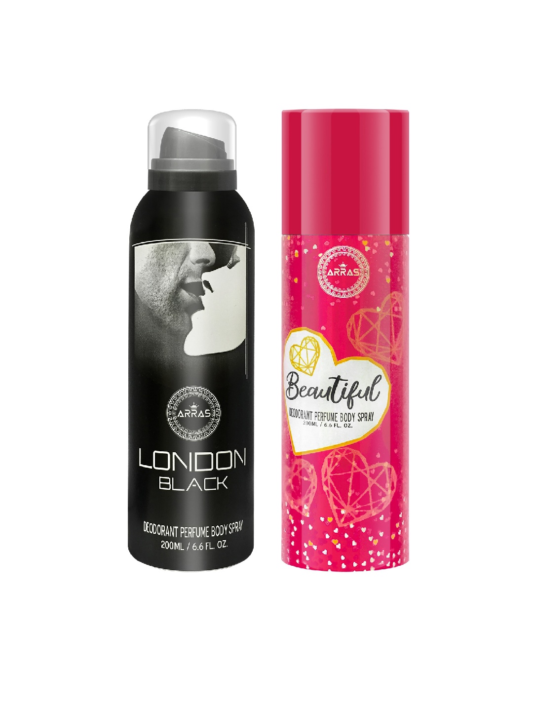 

Arras Pack Of 2 Derbry & Love Him Deodorant Body Spray 200ML, Black