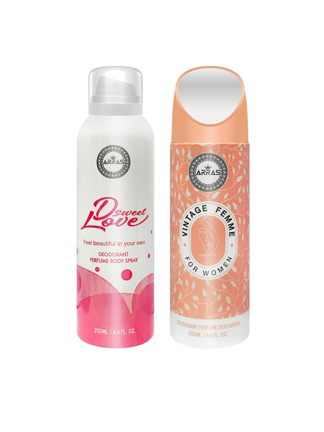 

Arras Set Of 2 D Sweet Love Pink & Vintage Femme Deodorant Body Spray, White