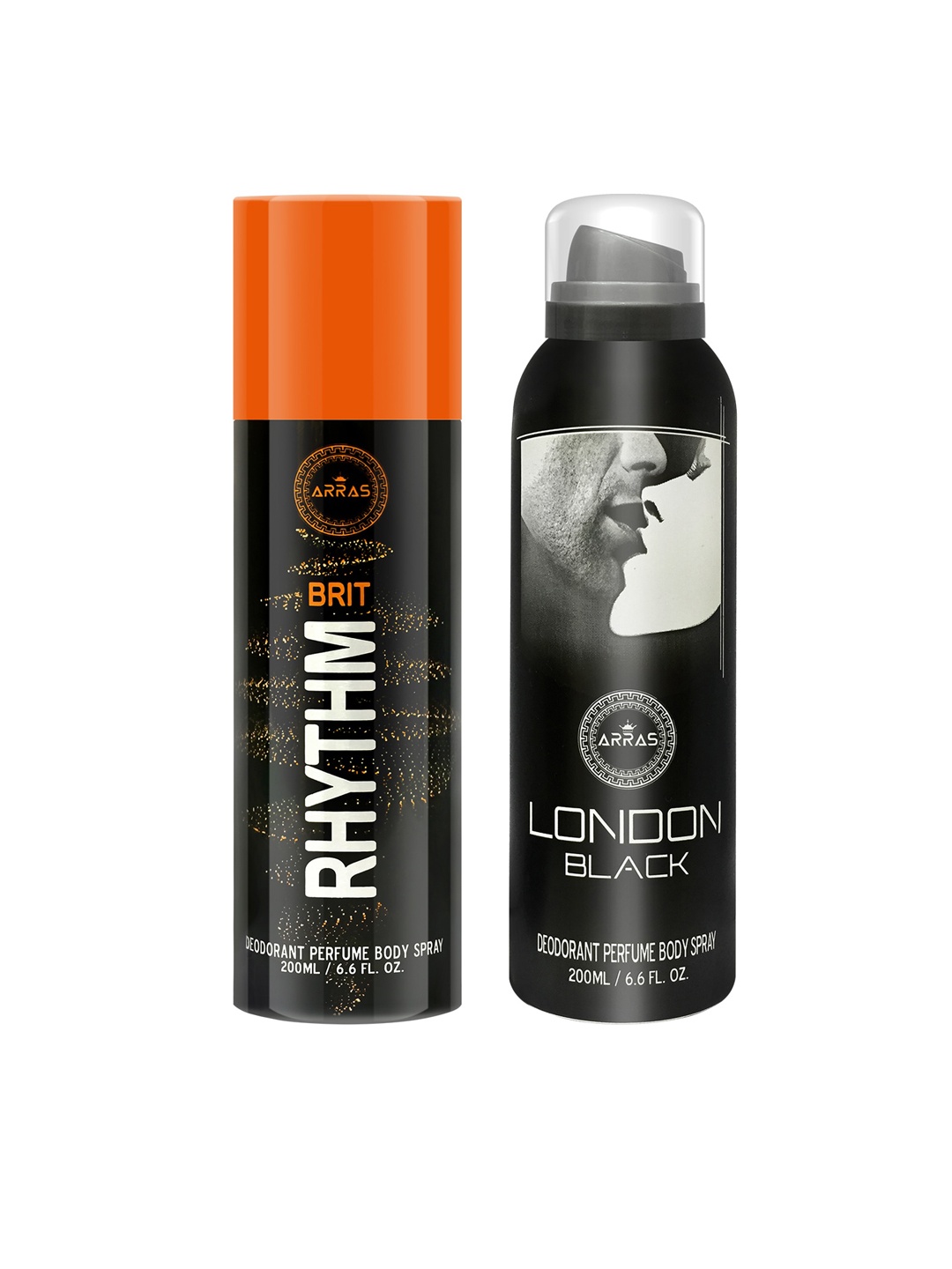 

Arras Pack Of 2 Brit Rhythm & London Black Deodorant Body Spray 200ml