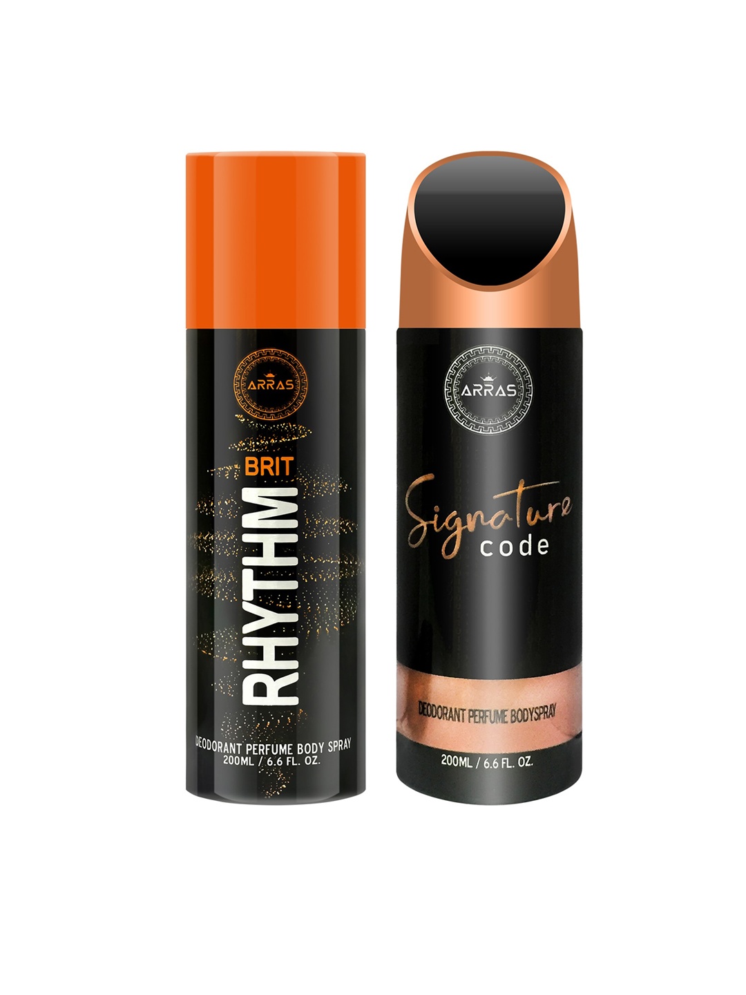 

Arras Pack of 2 Brit Rhythm & Signature Code Deodorant Body Spray 200ml Each, Black