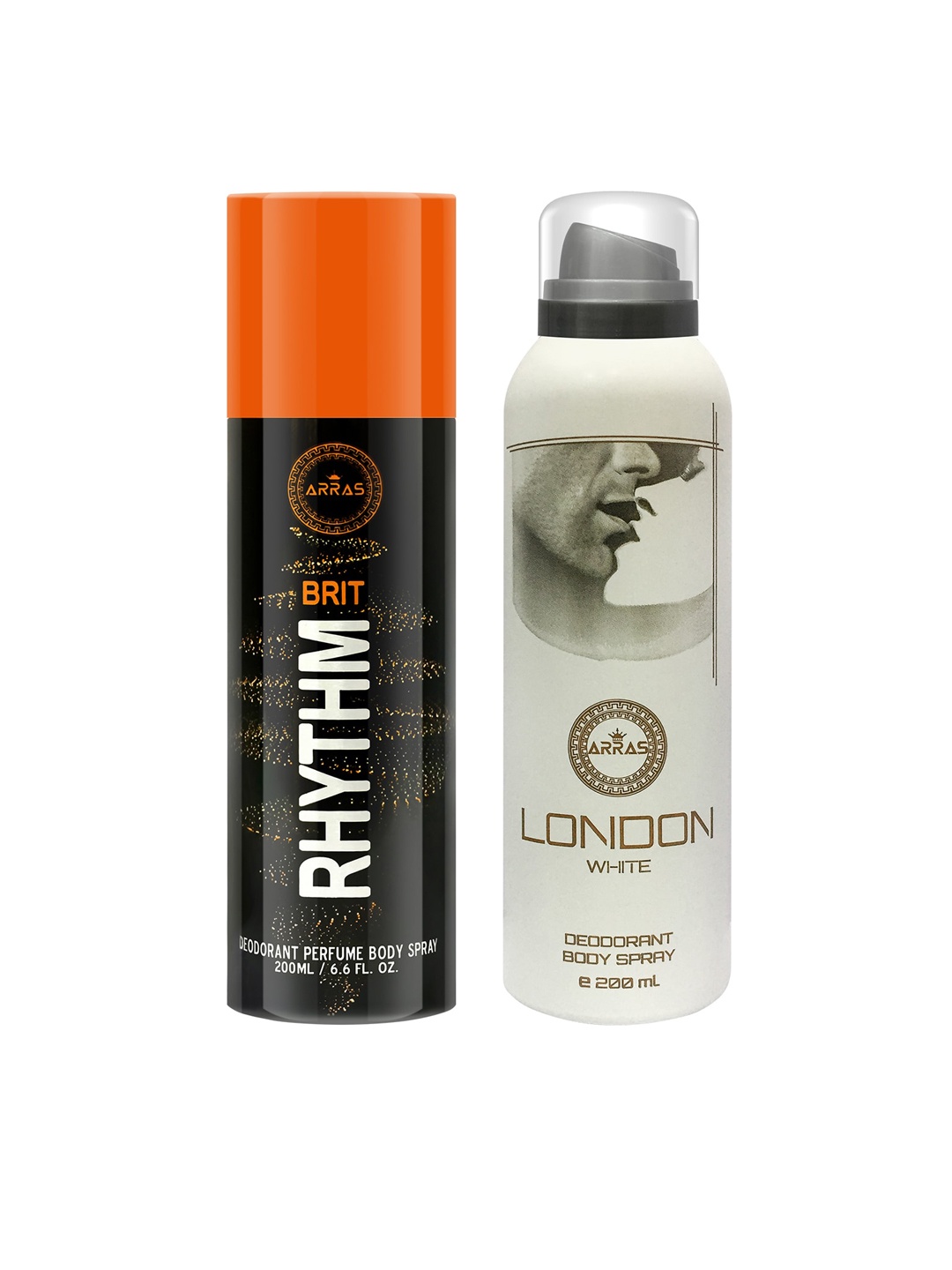 

Arras Pack Of 2 Rhythm & London White Deodorant Body Spray 400ml, Black