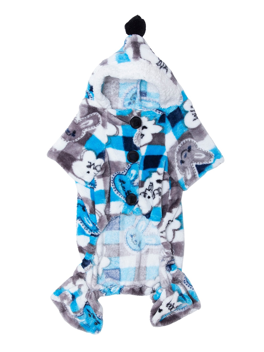 

Lulala Blue Self Design Fur Jumpsuit Hoodie Dog Jacket