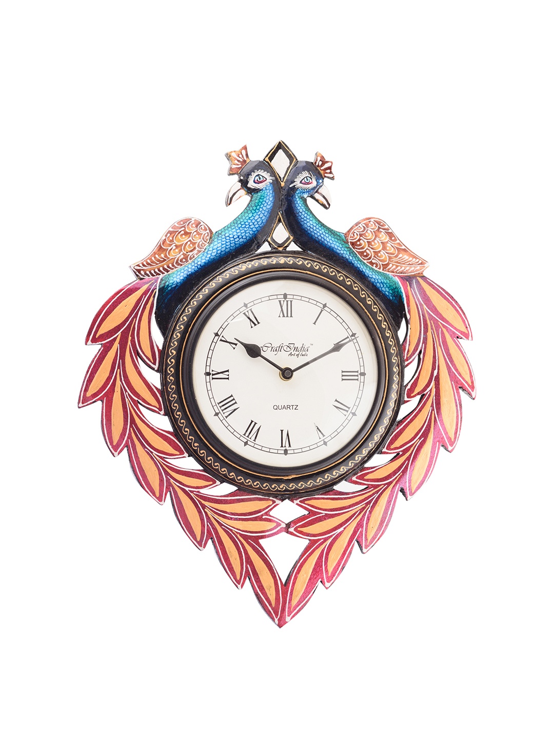 

eCraftIndia White Handcrafted Premium Decorative 40.6 cm x 33 cm Analog Wall Clock
