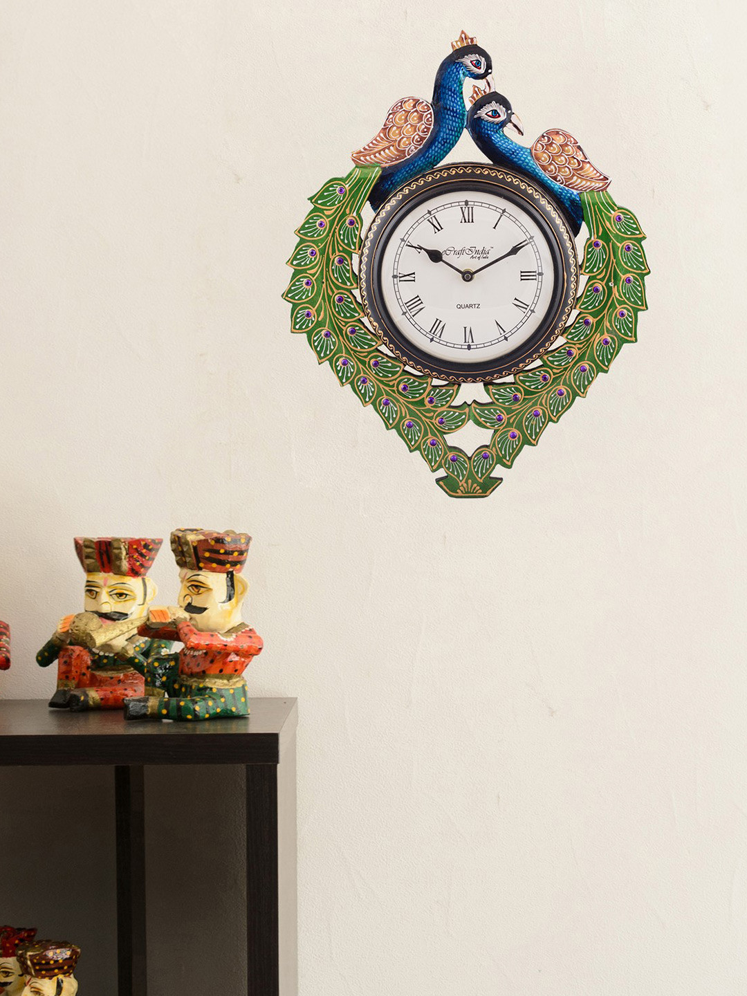 

eCraftIndia White Handcrafted Premium Decorative 40.6 cm x 30.4 cm Analog Wall Clock