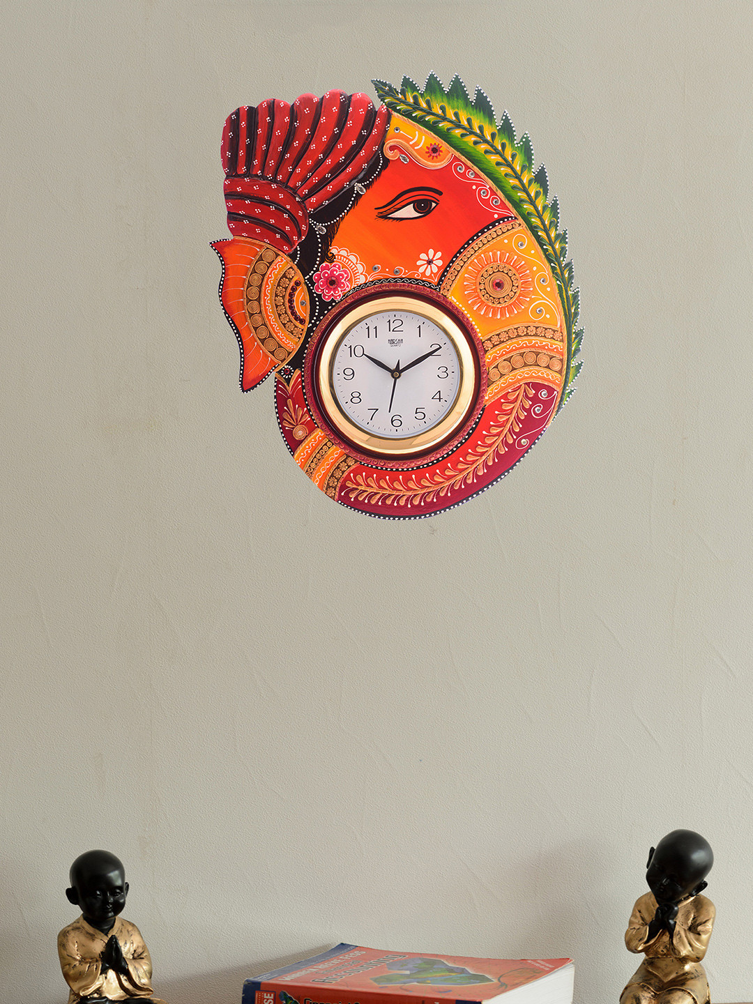 

eCraftIndia White Dial Handcrafted 45.72 cm x 31.75 cm Analogue Wall Clock